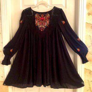 Free People Flowy Embroidered Dress
